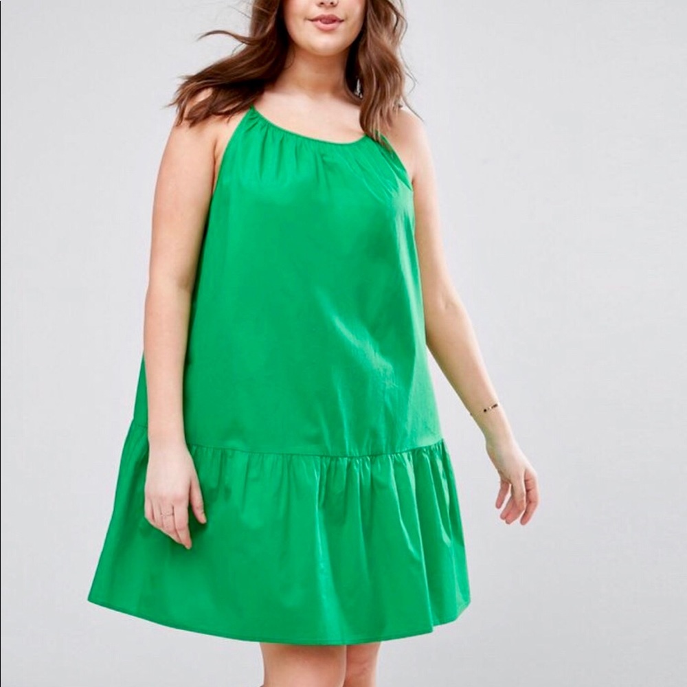Asos Dropwaist Green Cotton Sundress sz. 16